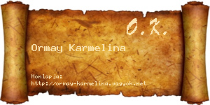 Ormay Karmelina névjegykártya